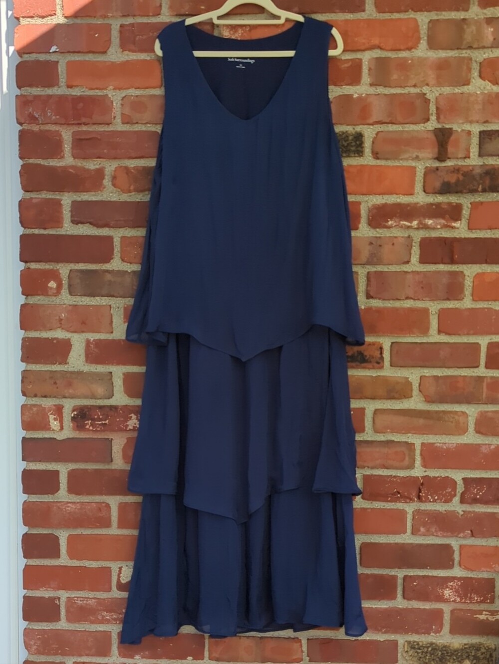 Soft Surroundings Navy Tiered V-Neck Maxi Dress